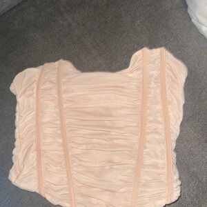 Zara Women's Ruched Swim Top in Light Peach